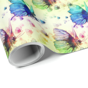 Cadeau Papier d'enveloppement des papillons aquarelle