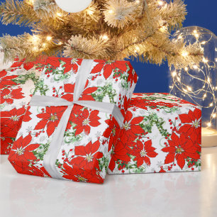Cadeau Papier d'enveloppement des Poinsettias rouges de N