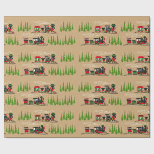 Cadeau Papier d'enveloppement des trains de Noël