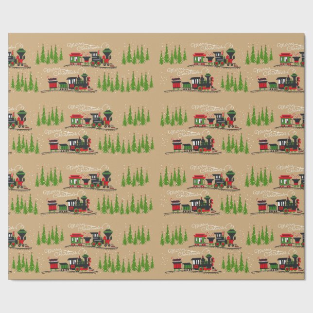 Cadeau Papier d'enveloppement des trains de Noël (Couture)