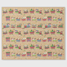 Papier d'enveloppement des trains de Noël