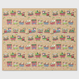 Cadeau Papier d'enveloppement des trains de Noël
