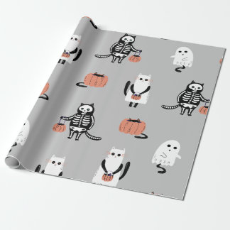 Cadeau Papier d'enveloppement d'Halloween pour chats à qu