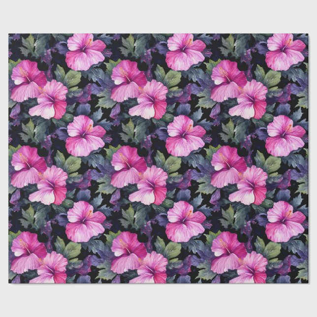 Cadeau Papier d'enveloppement d'hibiscus d'aquarelle (Couture)