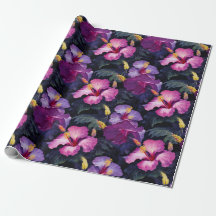 Papier d'enveloppement d'hibiscus d'aquarelle