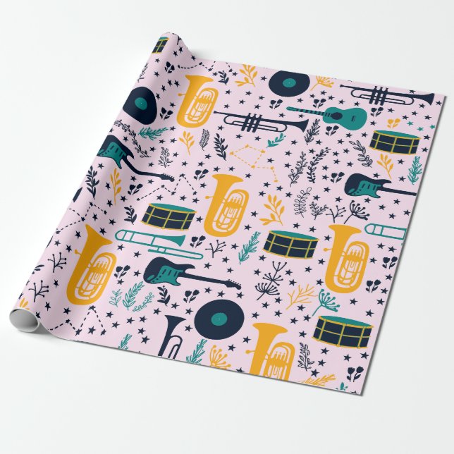 Cadeau Papier d'enveloppement d'instruments de musique (Déroulé)