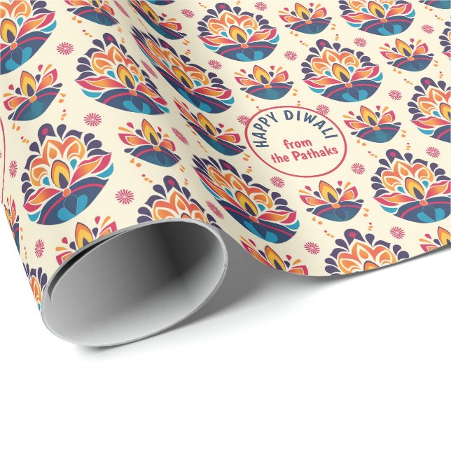 Cadeau Papier d'enveloppement Diwali - Édition Texte Pers (Coin rond)