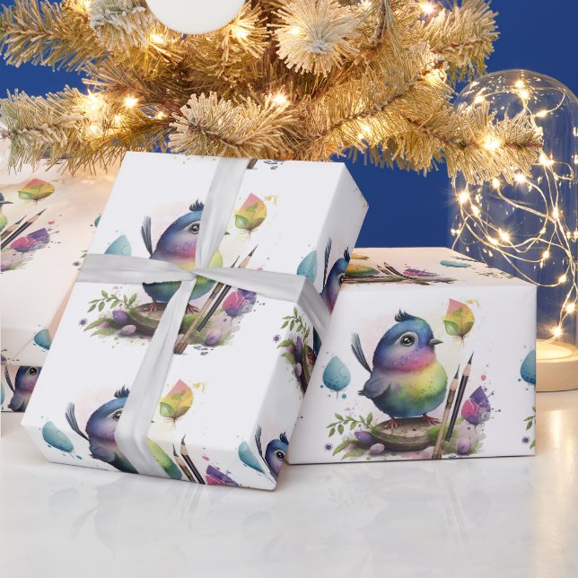 Cadeau Papier d'enveloppement d'oiseaux d'aquarelle adora (Vacances)