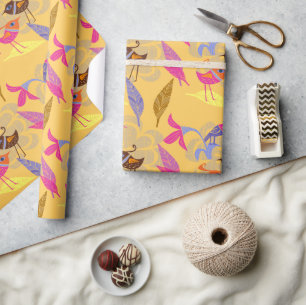 Cadeau Papier d'enveloppement d'oiseaux lumineux