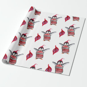 Cadeau Papier d'enveloppement d'oiseaux pingouins