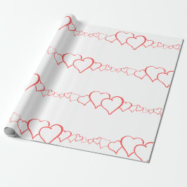 Cadeau Papier d'enveloppement du coeur ROUGE et BLANC PER