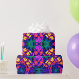 Cadeau Papier d'enveloppement du parti Neon Swirl