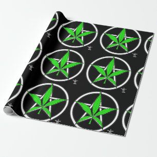 Cadeau Papier d'enveloppement du pentagramme de feuilles 
