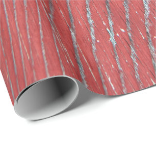 Cadeau Papier d'enveloppement en bois de grange rouge