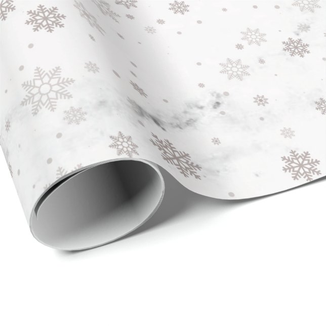 Cadeau Papier d'enveloppement en marbre argenté Snowflake (Coin rond)
