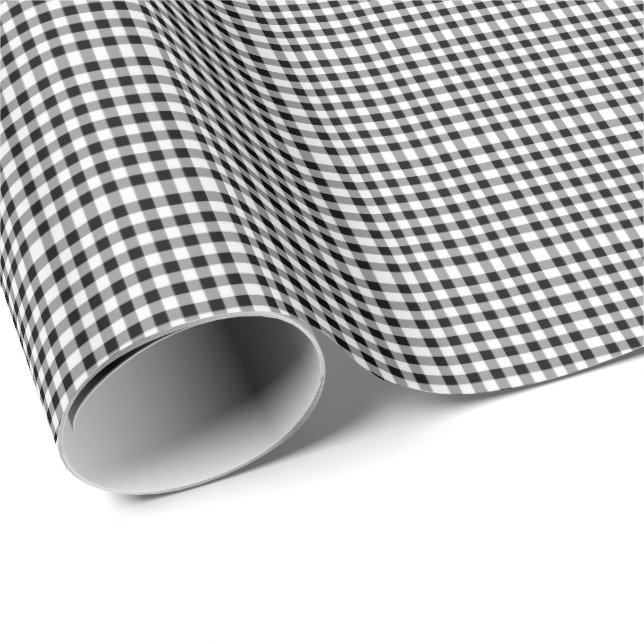 Cadeau Papier d'enveloppement En vichy noir (Coin rond)