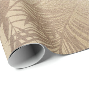 Cadeau papier d'enveloppement feuille en or tropical