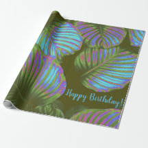 Papier d'enveloppement Feuille Rainbow Tropical