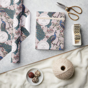 Cadeau Papier d'enveloppement Fiançailles floral