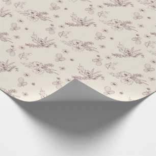 Cadeau Papier d'enveloppement floral au crayon moderne