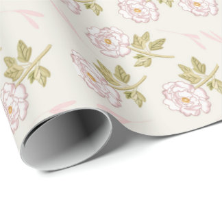 Cadeau Papier d'enveloppement floral de pivoine romantiqu
