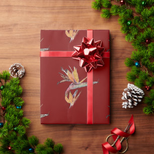Cadeau Papier d'enveloppement floral Oiseau du Paradis