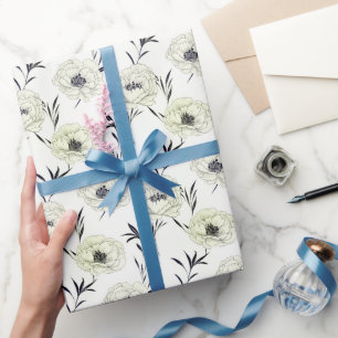 Cadeau Papier d'enveloppement floral peint à la main