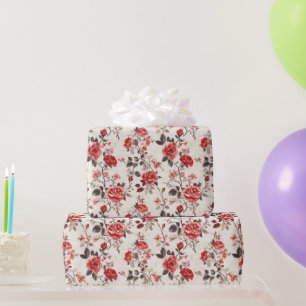 Cadeau Papier d'enveloppement floral Rose gras