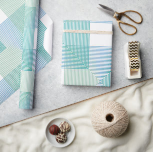 Cadeau Papier d'enveloppement géométrique moderne - bleu 