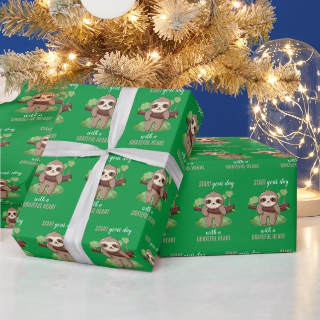 Cadeau Papier d'enveloppement Grateful Heart Sloth (Vacances)