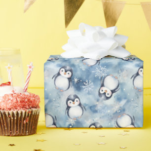 Cadeau Papier d'enveloppement hivernal de pingouin mou