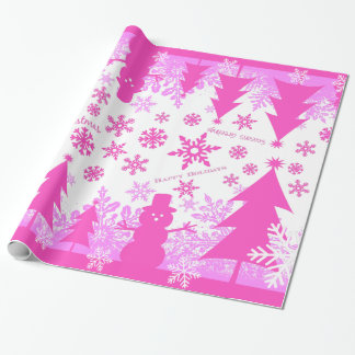 Cadeau Papier d'enveloppement hivernal rose chaud