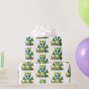 Cadeau Papier d'enveloppement Imaginaire Bébé Bleu Vert