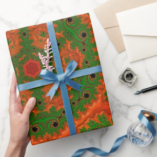 Cadeau Papier d'enveloppement Kaleidoscope orange et vert