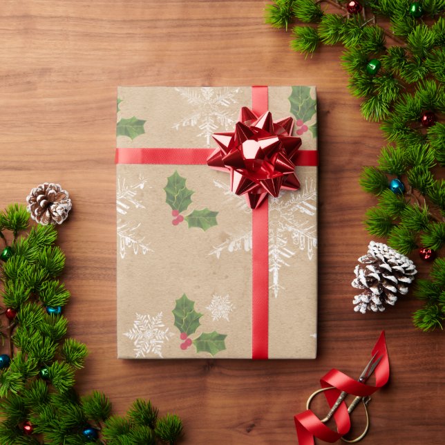 Cadeau Papier d'enveloppement Kraft rustique (Cadeau de vacances)