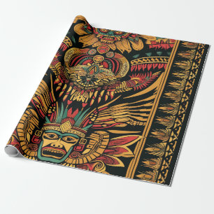 Cadeau Papier d'enveloppement mat Cyan "Aztec Dream"