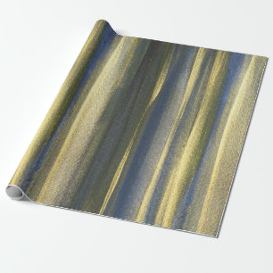 Cadeau Papier d'enveloppement mat Gold Blue Lines, 30 po 