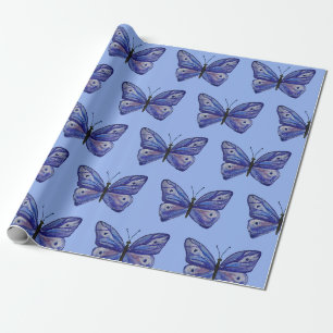 Cadeau Papier d'enveloppement mat papillon bleu, 30 po x 