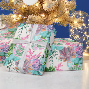 Cadeau Papier d'enveloppement moderne à la mode florale