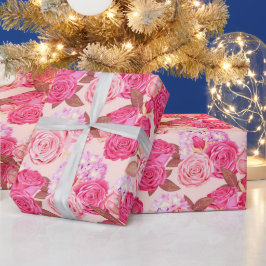 Cadeau Papier d'enveloppement moderne à la mode florale