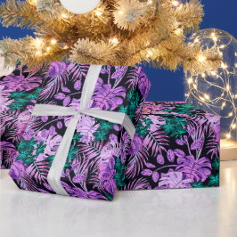 Cadeau Papier d'enveloppement moderne à la mode florale