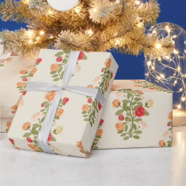Cadeau Papier d'enveloppement moderne à la mode florale