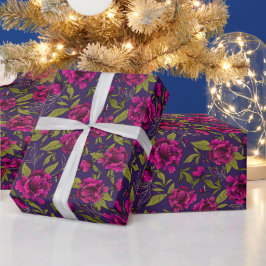 Cadeau Papier d'enveloppement moderne à la mode florale