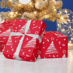 Cadeau Papier d'enveloppement moderne des arbres de Noël