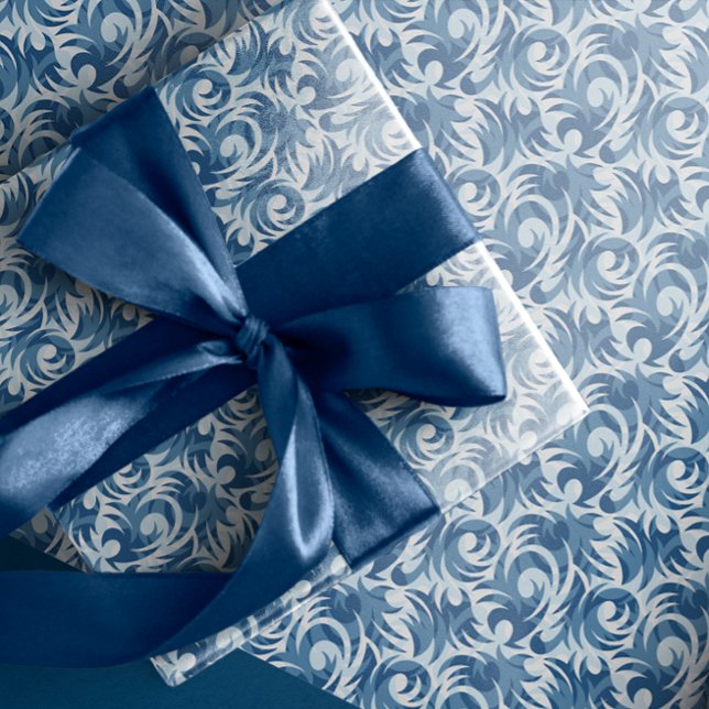 Cadeau Papier d'enveloppement Motif blanc et bleu (Créateur téléchargé)