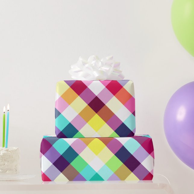 Cadeau Papier d'enveloppement Motif Plaid Rainbow Funky (Cadeaux de fête)