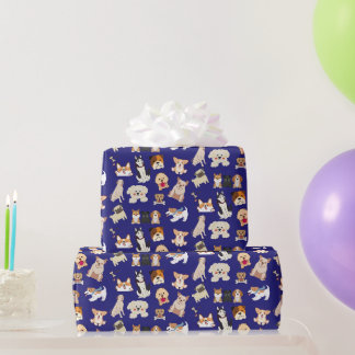 Cadeau Papier d'enveloppement Motif pour chiens bleus ado
