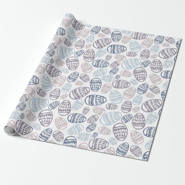 Cadeau Papier d'enveloppement Motif pour oeufs de Pâques  (Déroulé)