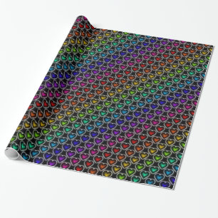 Cadeau Papier d'enveloppement Motif Rainbow Hearts
