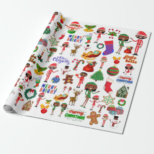 Cadeau Papier d'enveloppement multi caractères afro-amé